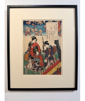 Estampe Japonaise Encadrée de Kunisada | série du Genji moderne | Chapitre 42 : le prince parfumé en stock