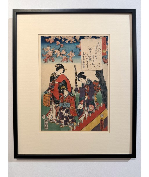 Estampe Japonaise Encadrée de Kunisada | série du Genji moderne | Chapitre 42 : le prince parfumé en stock