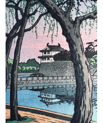 Estampe Japonaise de Hasui Kawase | Crépuscule de printemps sur le Palais Impérial de Tokyo de France