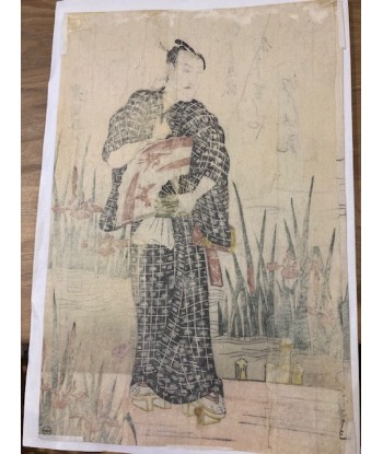 Estampe Japonaise de Toyokuni I Utagawa | L'acteur Shigan sur un ponton aux iris en ligne des produits 