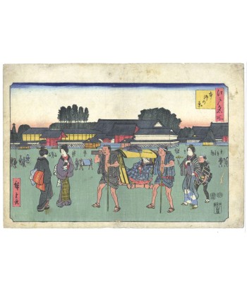 Estampe Japonaise de Hiroshige | Edo Meisho - Vue de Hongo, promenade en palanquin outlet