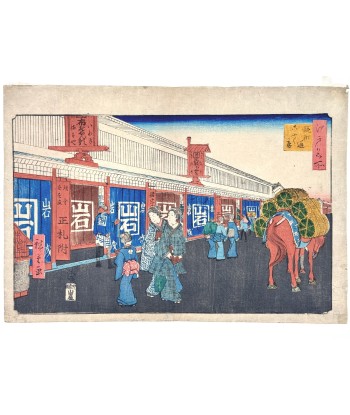 Estampe Japonaise de Hiroshige | Edo Meisho - Rue marchande à Kojimachi dôri une grave pollution 