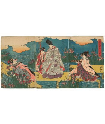 Estampe Japonaise de Kunisada | Narihira sur un ponton aux iris votre restaurant rapide dans 