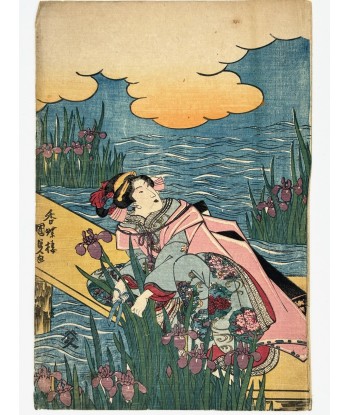 Estampe Japonaise de Kunisada | Narihira sur un ponton aux iris votre restaurant rapide dans 