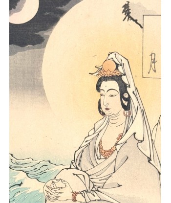 Estampe Japonaise de Yoshitoshi | Les Cent aspects de la Lune, La lune de la mer du Sud, Kannon destockage