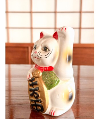 Chat Blanc Maneki Neko en céramique avec de longues moustaches en ligne